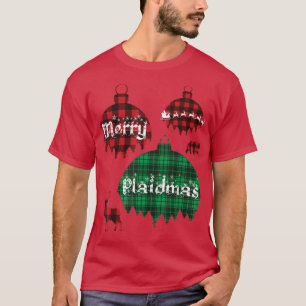 Camiseta Feliz Plaidmas Engraçado Xadrez de Natal Pijama Pr