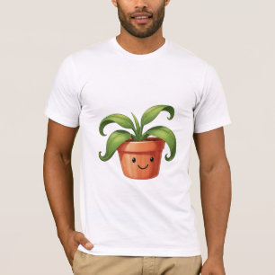 Camiseta Feliz Plantinha Em Vasinho Ilustração Kawaii