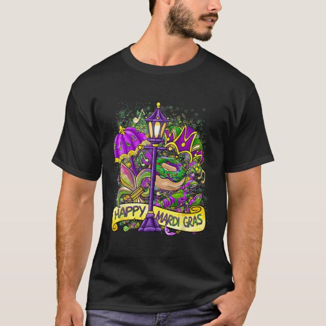 Camiseta Feliz Presente de Festa de Carnaval Mardi Gras par (Frente)