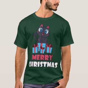 Camiseta Feliz presente de Natal para gatos