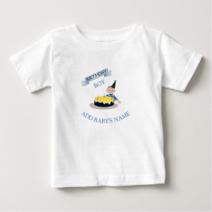 Camiseta Feliz Primeiro Aniversário Cute Baby Boy Personali