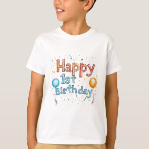 Camiseta Feliz primeiro aniversario - Design de texto de an