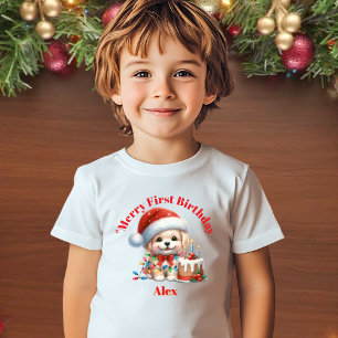 Camiseta Feliz Primeiro Aniversário Presente de Natal