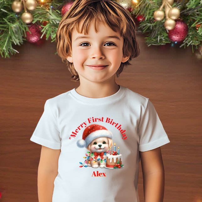 Camiseta Feliz Primeiro Aniversário Presente de Natal (Criador carregado)