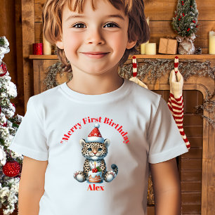 Camiseta Feliz Primeiro Aniversário Presente de Natal