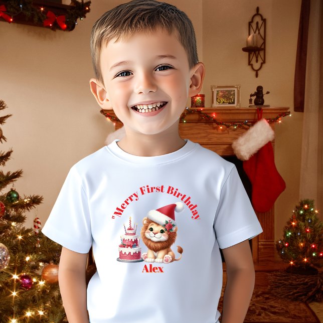 Camiseta Feliz Primeiro Aniversário Presente de Natal (Criador carregado)
