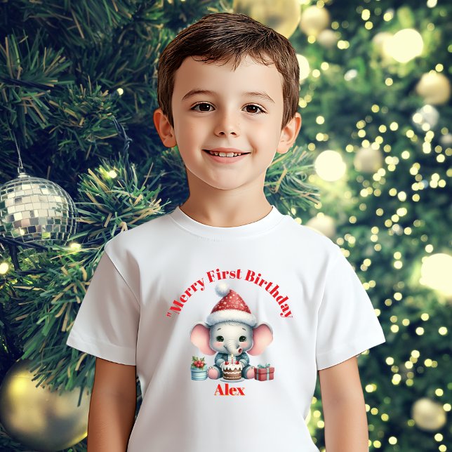 Camiseta Feliz Primeiro Aniversário Presente de Natal (Criador carregado)