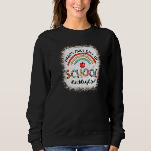 Camiseta Feliz Primeiro Dia da Escola Almoço-Arco-Íris-Pau