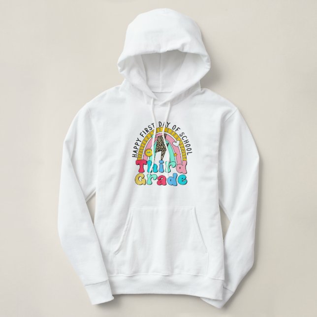 Camiseta feliz primeiro dia da escola arco-íris do terceiro (Frente do Design)