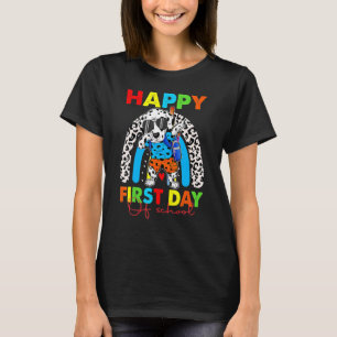 Camiseta Feliz Primeiro Dia Da Escola Cão Dalmático De Volt