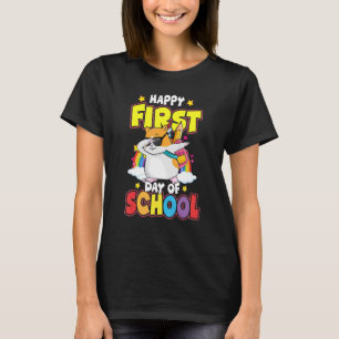 Camiseta Feliz Primeiro Dia Da Escola Dabbing Hamster de vo