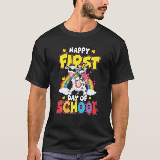 Camiseta Feliz Primeiro Dia Da Escola Dabbing Vaca De Volta