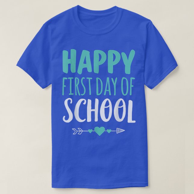 Camiseta Feliz Primeiro Dia da Escola Em Seta De Professore (Frente do Design)