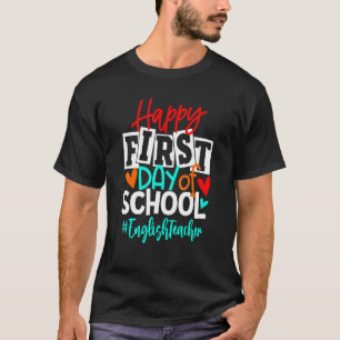 Camiseta Feliz Primeiro Dia Da Escola Inglês De Volta À Esc