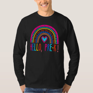 Camiseta Feliz Primeiro Dia Da Escola Olá Pré-K Chuva De Pr