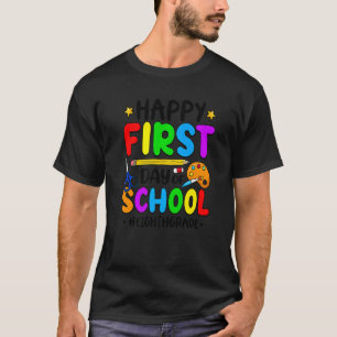 Camiseta Feliz Primeiro Dia Da Escola Professora Da Tripula