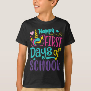 Camiseta Feliz Primeiro Dia Da Faculdade De Unicórnio Bonit