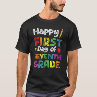 Camiseta Feliz Primeiro Dia Da Sétima Série De Volta À Esco
