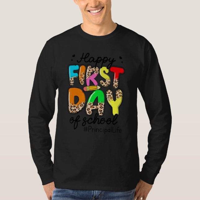 Camiseta Feliz Primeiro Dia Da Vida Principal De Volta À Es (Frente)