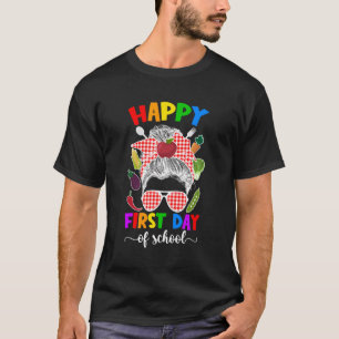 Camiseta Feliz Primeiro Dia De Almoço Da Escola, Senhora De