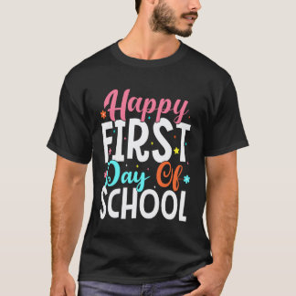 Camiseta Feliz Primeiro Dia De Aula Crianças Professor Fofo