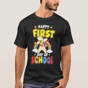 Camiseta Feliz Primeiro Dia De Aula Dabbing Llama De Volta