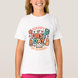 Camiseta Feliz Primeiro Dia de Aula – Fofa Kawaii Volta às