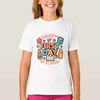 Camiseta Feliz Primeiro Dia de Aula – Fofa Kawaii Volta às