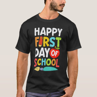 Camiseta Feliz Primeiro Dia De Aula  Homens Mulheres Profes