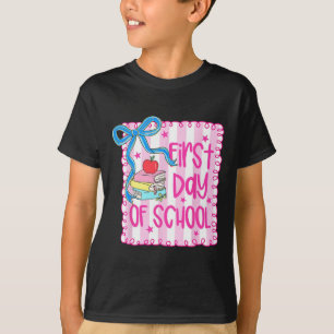 Camiseta Feliz Primeiro Dia De Aula Laço Coquete Menina Ens