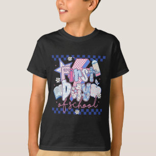 Camiseta Feliz Primeiro Dia De Aula Olá Professor Crianças
