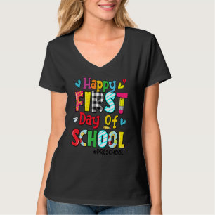 Camiseta Feliz Primeiro Dia De Aula Pré-Escolar  De Volta à