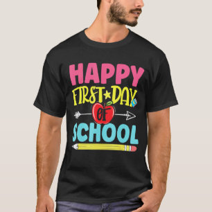 Camiseta Feliz Primeiro Dia De Aula Professor Aluno Crianç