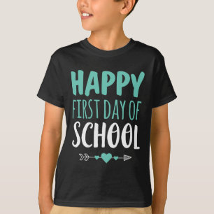 Camiseta Feliz Primeiro Dia De Aula Professor Aluno Seta Cu