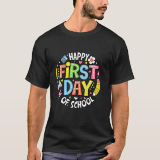 Camiseta Feliz Primeiro Dia De Aula Professor Meninos Crian
