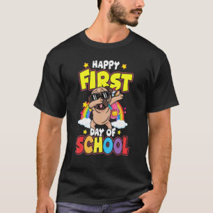 Camiseta Feliz Primeiro Dia De Aula Pug Dabbing De Volta à