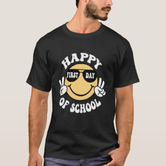 Camiseta Feliz Primeiro Dia de Aula Sorriso Groovy Professo