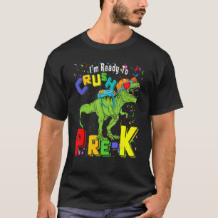 Camiseta Feliz Primeiro Dia De Dinossauro Escolar Pré K De
