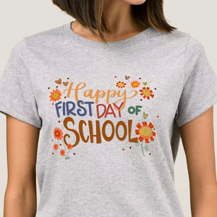 Camiseta Feliz primeiro dia de diversão escolar Professor d