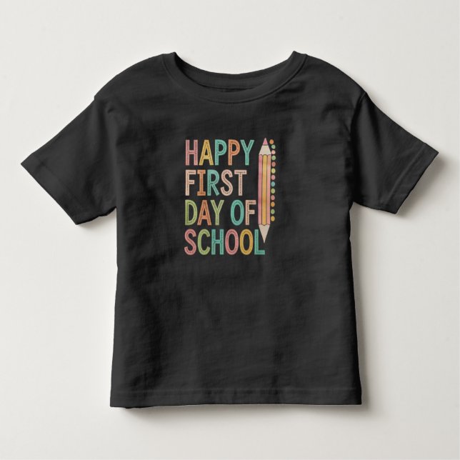 Camiseta Feliz primeiro dia de escola de volta à escola (Frente)