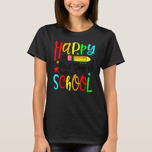 Camiseta Feliz Primeiro Dia De Estudantes De Escola Profess (Frente)