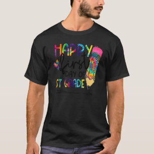 Camiseta Feliz Primeiro Dia De Gravata Dye Lápis Costas T 1