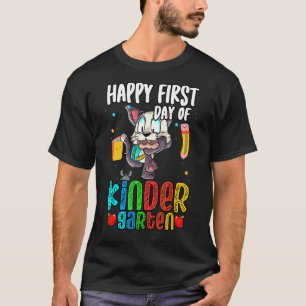 Camiseta Feliz Primeiro Dia De Jardim De Infância Gatos Cri