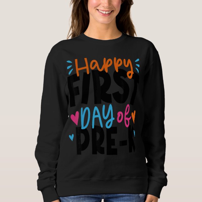 Camiseta Feliz Primeiro Dia De Pré-K De Volta À Professora  (Frente)
