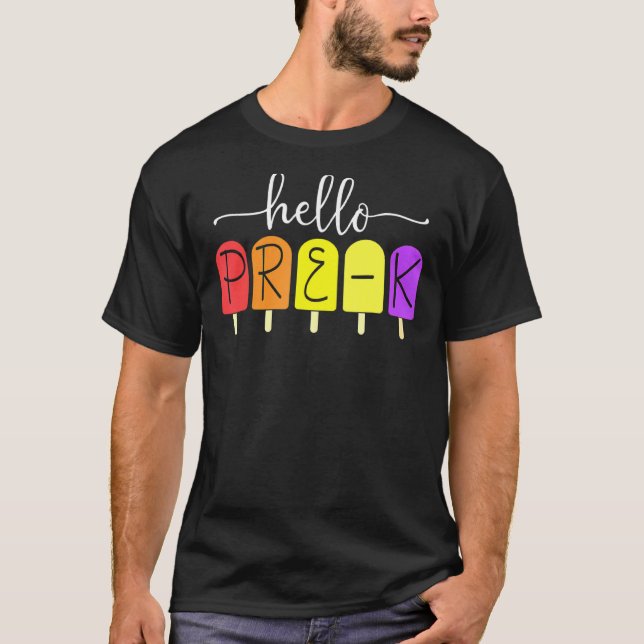 Camiseta Feliz Primeiro Dia De Pré-K De Volta Ao Professor  (Frente)