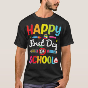 Camiseta Feliz primeiro dia de professor de volta à escola
