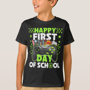Camiseta Feliz Primeiro Dia de Professora Dando Um Engraçad