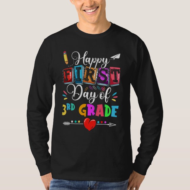 Camiseta Feliz Primeiro Dia De Professora Do 3º Ano De Volt (Frente)