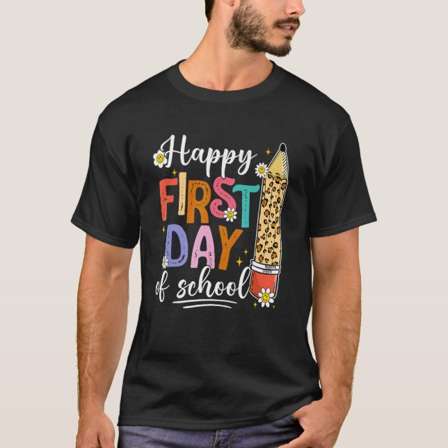 Camiseta Feliz Primeiro Dia De Professores Crianças De Ensi (Frente)