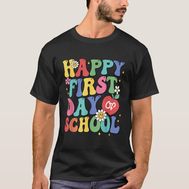 Camiseta Feliz Primeiro Dia de Professores Crianças De Volt (Frente)